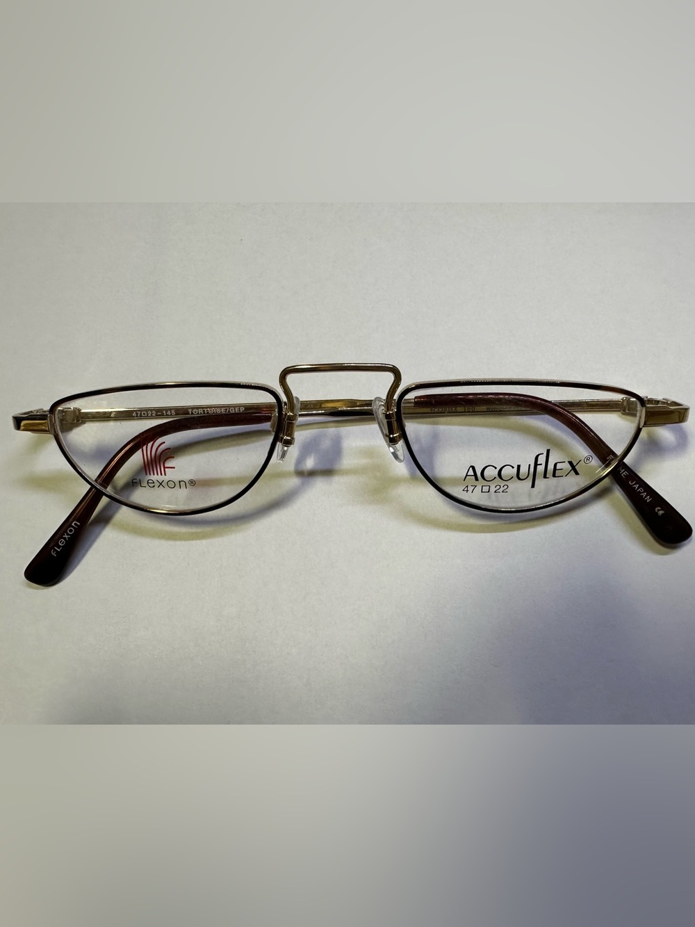 Accuflex Gold Metal Eyeglass Frames with Tortoise Accents